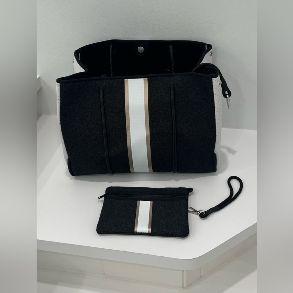 Stylish Haute Shore Black, White and Rosegold Tote Bag, NWT